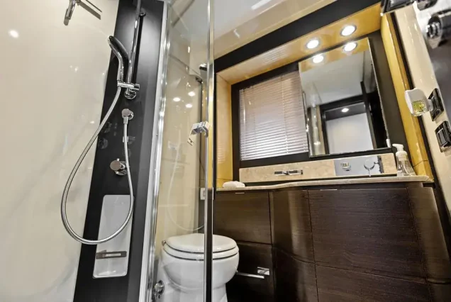 70ft Azimut Le Grand Bleu Miami luxury washroom with premium fittings and finishes
