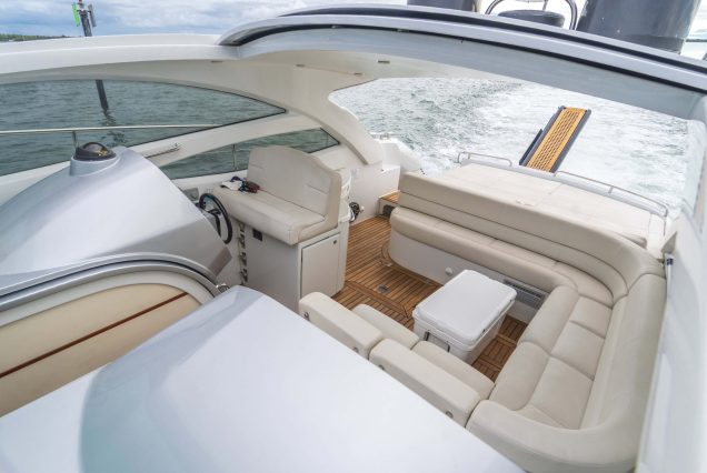 Velocity 50ft Pershing Miami main deck designed for open-air comfort and high-performance cruising