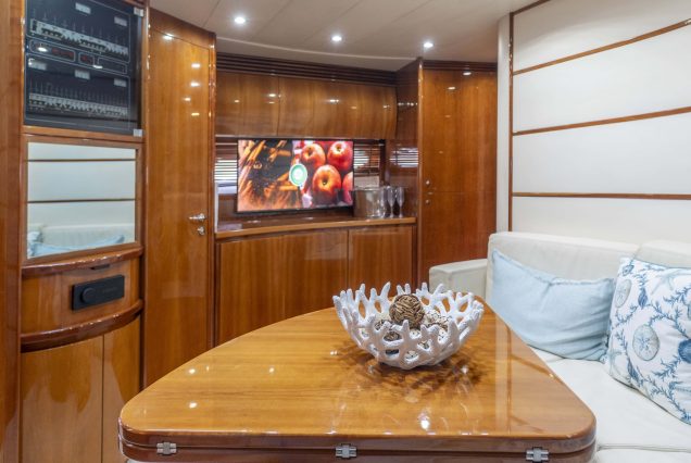 Velocity 50ft Pershing Miami refined dining area perfect for onboard meals and gatherings