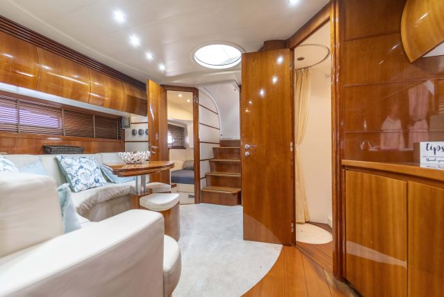 Velocity 50ft Pershing Miami refined dining area perfect for onboard meals and gatherings