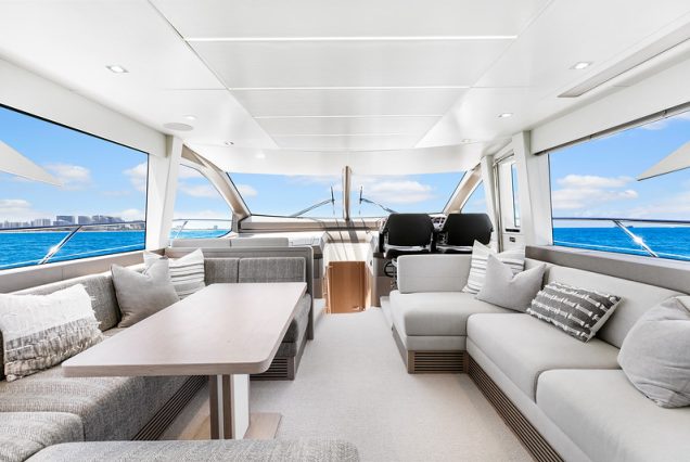 70ft SunSeeker Done Deal Miami elegant dining area perfect for onboard meals and celebrations