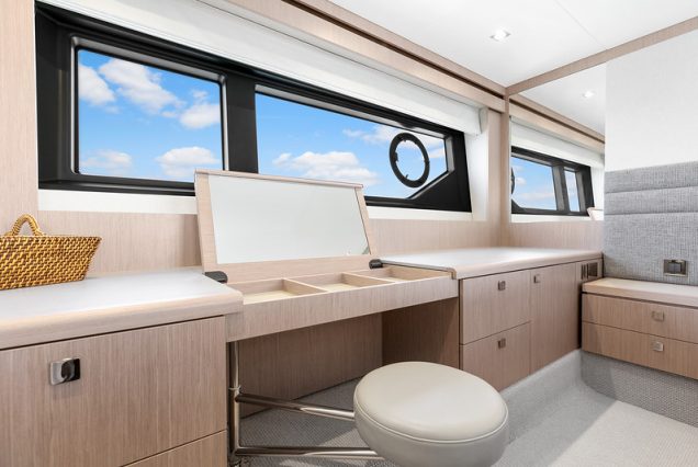 70ft SunSeeker Done Deal Miami master suite with private bathroom and luxury finishes