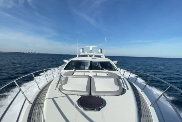 Azimut 62ft LIFE IS GREAT Miami spacious sunbed area perfect for relaxing under the sun
