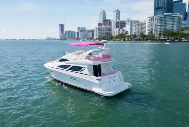 ESCAPE PINK 47ft Silverton Miami swim platform with easy water access