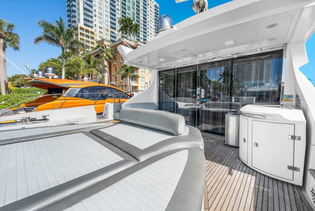 Azimut 62ft LIFE IS GREAT Miami boarding area with smooth access to all decks