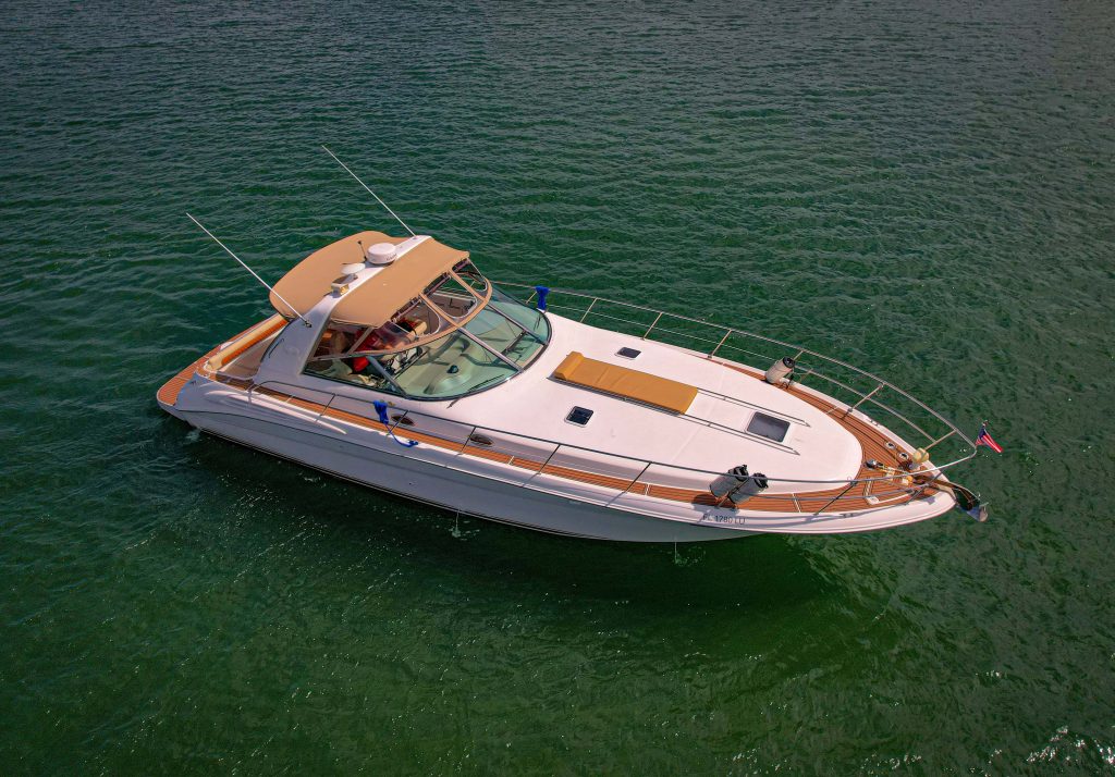 44ft Sea Ray Harmony Miami spacious sunbed area perfect for relaxing under the sun