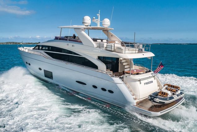 Freedom 88ft Princess Miami oversized swim platform with seamless water access