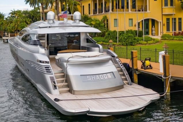 Shadow 94ft Pershing Miami oversized swim platform with seamless water access