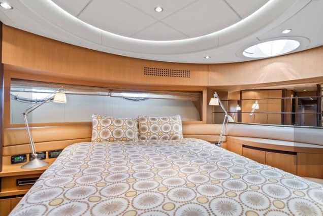 Shadow 94ft Pershing Miami guest cabin with sophisticated interiors and premium sleeping comfort