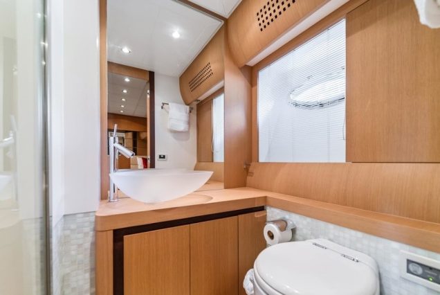 Shadow 94ft Pershing Miami luxury washroom with premium fittings and finishes
