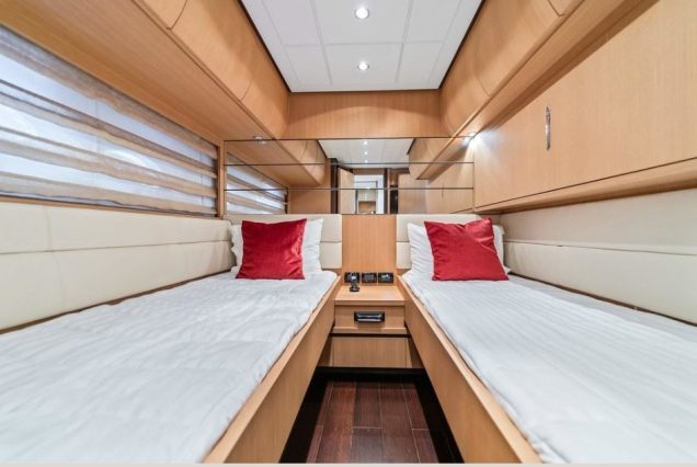 Shadow 94ft Pershing Miami guest cabin with sophisticated interiors and premium sleeping comfort