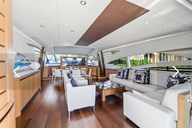 Shadow 94ft Pershing Miami refined dining area perfect for onboard meals and celebrations