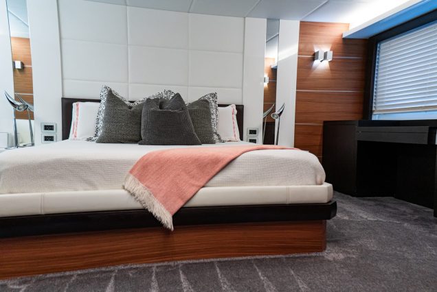 El-Patron 86ft Astondoa Miami guest cabin with elegant interiors and premium sleeping comfort
