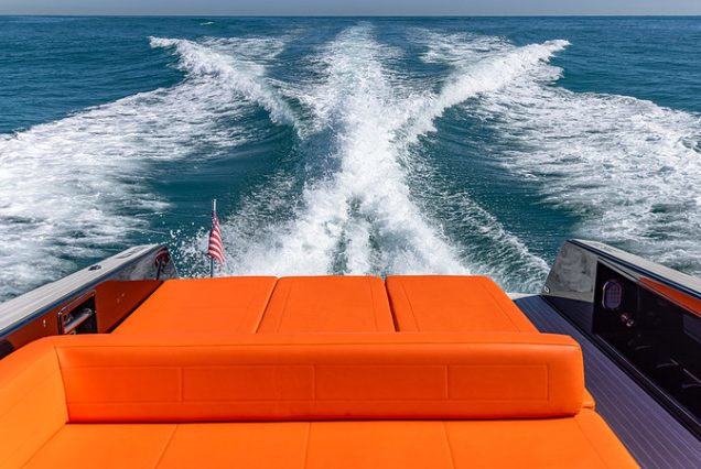 Luxury 40ft Van Dutch Miami spacious sunbed area for ultimate relaxation