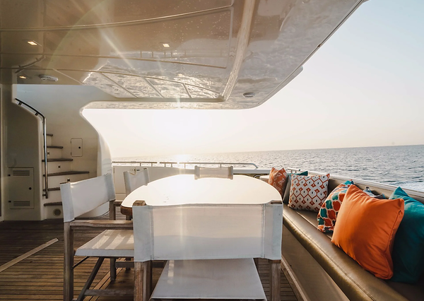 Top Shelf 87ft Ferretti Miami grand boarding access to all entertainment areas and comfortable seating area