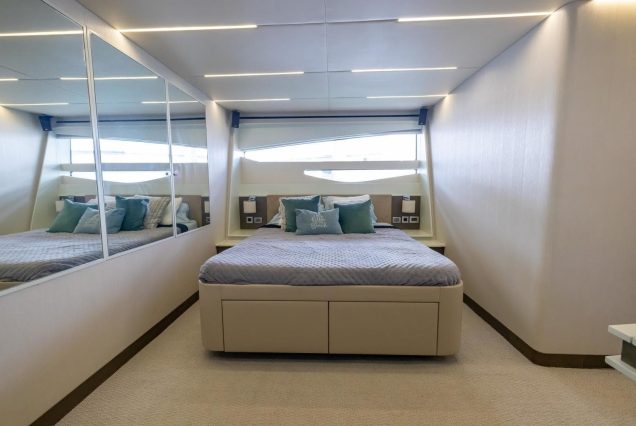 Modern 65ft Numarine Sebastian Miami guest cabin with refined design and comfortable sleeping space