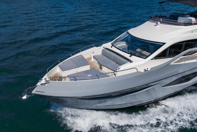 Modern 65ft Numarine Sebastian Miami spacious sunbed area perfect for relaxing under the sun