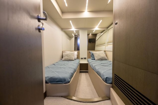 Modern 65ft Numarine Sebastian Miami spacious master bedroom crafted for comfort and privacy