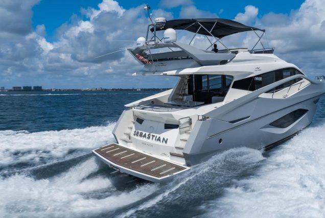 Modern 65ft Numarine Sebastian Miami large swim platform with direct water access