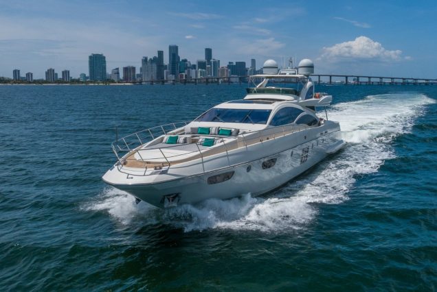 Scarlet 103ft Azimut Flybridge Miami superyacht available for luxury charter experiences
