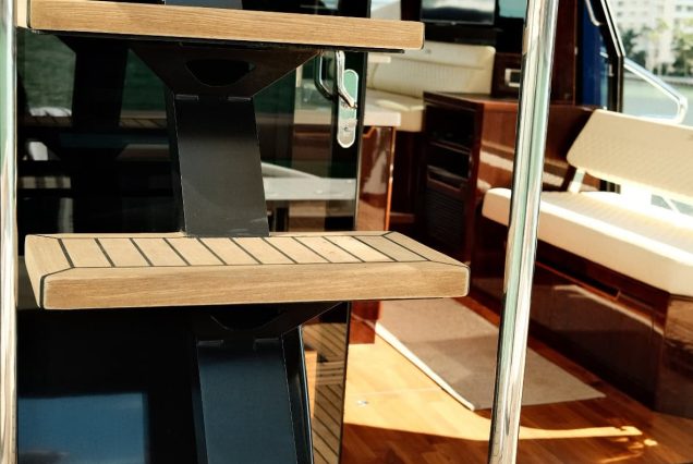 Modern 53FT Galeon Miami boarding area with easy access to all yacht spaces