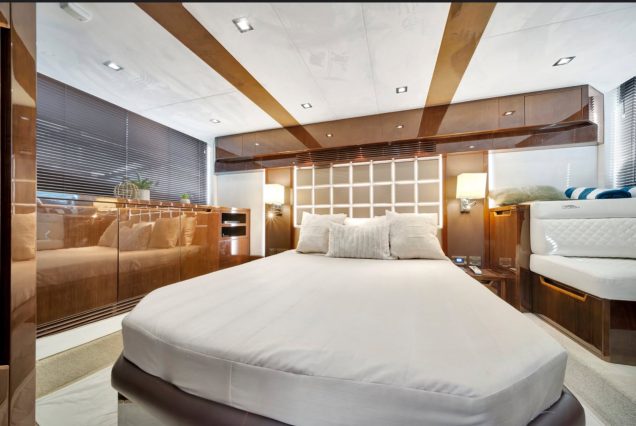 Modern 53FT Galeon Miami guest cabin with stylish interiors and comfortable sleeping accommodations