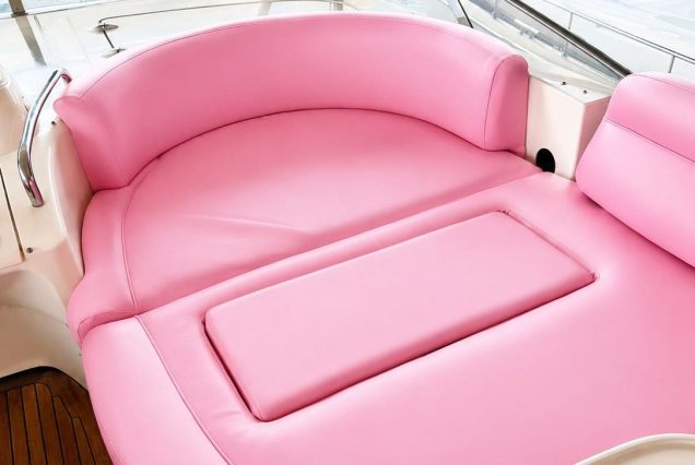 AZIMUT Victoria 70ft Pink Miami elevated lounge offering panoramic ocean and skyline views