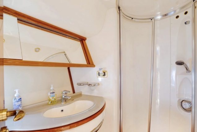 AZIMUT Victoria 70ft Pink Miami luxury washroom with upscale fittings and elegant styling
