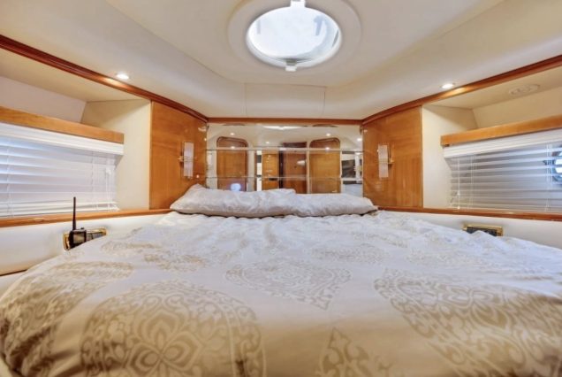 AZIMUT Victoria 70ft Pink Miami spacious master bedroom crafted for luxury and relaxation at sea
