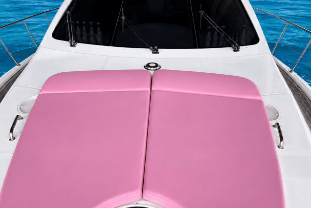 AZIMUT Victoria 70ft Pink Miami spacious sunbed area perfect for relaxing, tanning, and enjoying the Miami sunshine