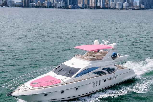 AZIMUT Victoria 70ft Pink Miami luxury yacht available for unforgettable charter experiences
