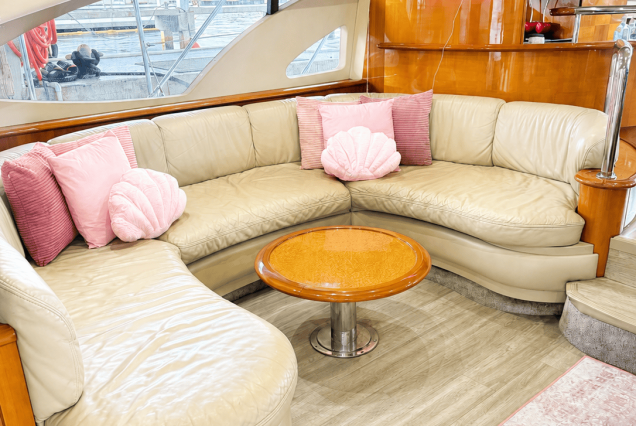 AZIMUT Victoria 70ft Pink Miami elegant dining area perfect for private celebrations and special occasions
