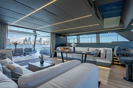 Sunreef 70ft ARCHIPIELAGO Miami formal dining area ideal for exclusive onboard experiences