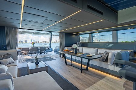 Sunreef 70ft ARCHIPIELAGO Miami formal dining area ideal for exclusive onboard experiences