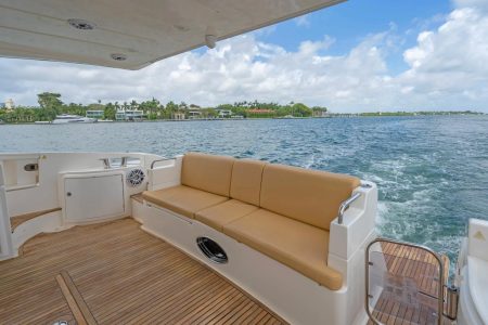 65ft Azimut Ram entrance gate with stairs to upper deck Miami Marina rental