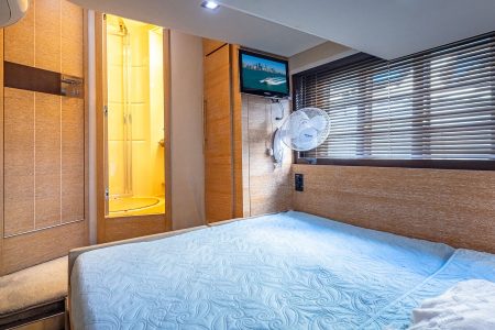 55ft Azimut El-Faraon Miami master cabin with private bathroom and refined interior