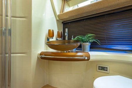 55ft Azimut El-Faraon Miami clean and modern washroom with essential amenities