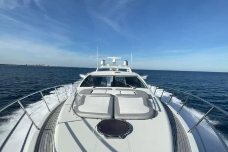 Azimut 62ft LIFE IS GREAT Miami spacious sunbed area perfect for relaxing under the sun