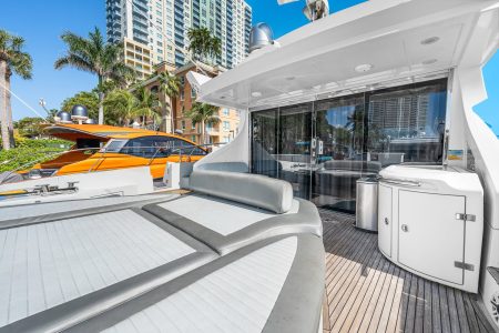 Azimut 62ft LIFE IS GREAT Miami boarding area with smooth access to all decks