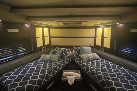 Azimut 62ft LIFE IS GREAT Miami guest cabin with stylish design and comfortable sleeping space