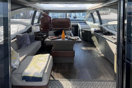 Azimut 62ft LIFE IS GREAT Miami elegant indoor salon with comfortable seating