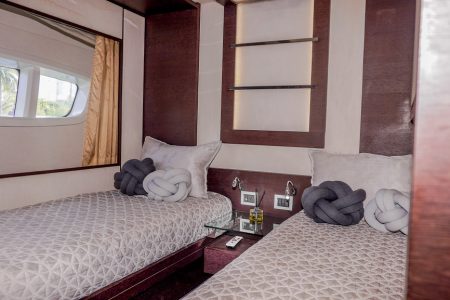 Mega 103ft Azimut SCARLET spacious master bedroom offering ultimate comfort and privacy