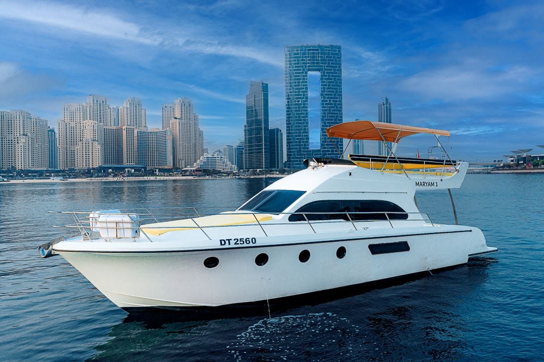 Sharon 50FT Front Bow Deck with Dubai skyline view